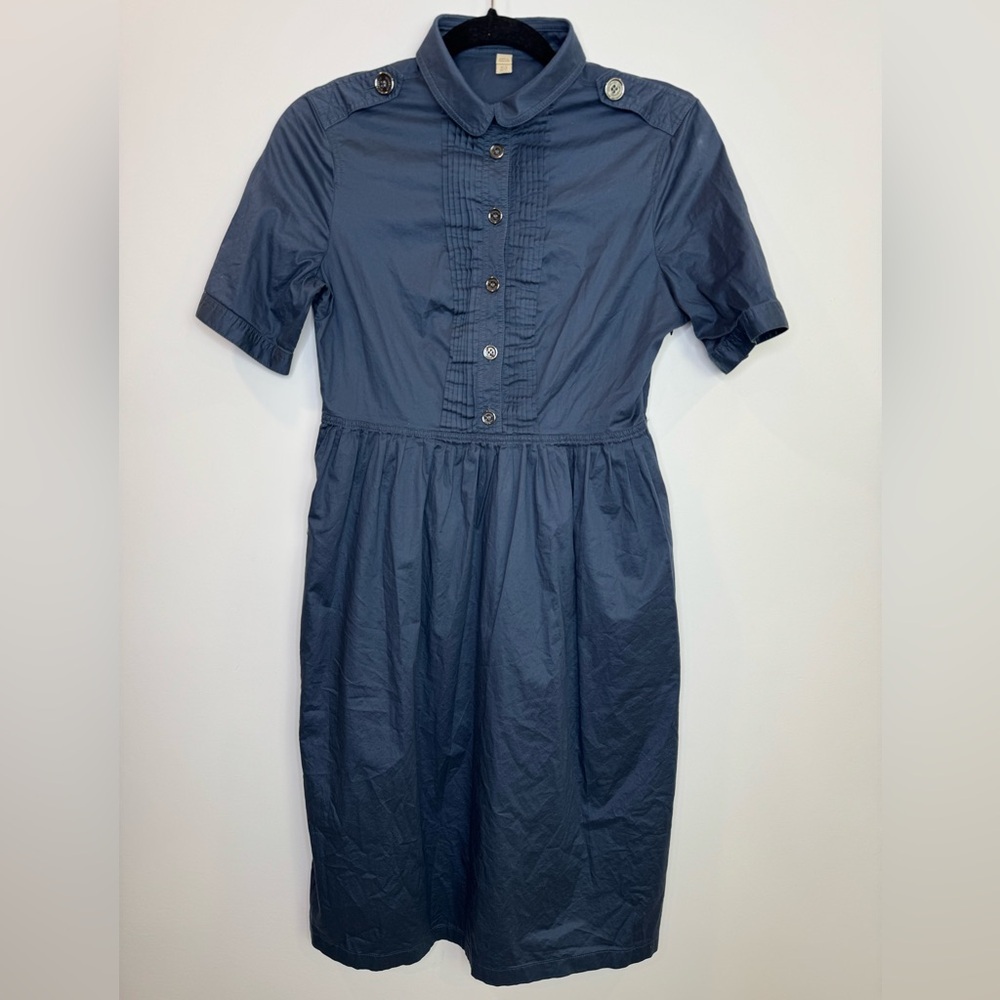 Burberry Brit designer navy utility coquette buttons front dress